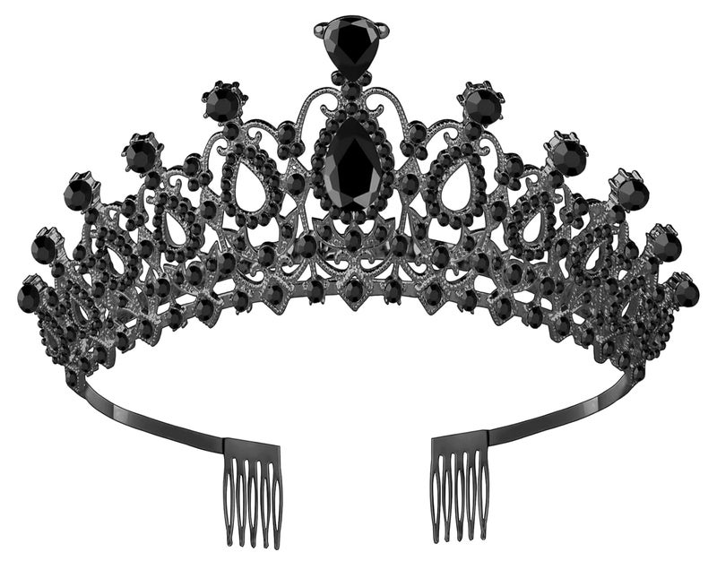 Queenship Tiara Crown for Women, Queen Tiara for Birthday Prom Bridal Party Custome Black - Image 1